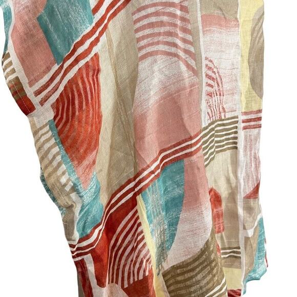 Chicos Womens 100% Linen Geo Blocks Poncho Colorful Oversized Top NWT sz S / M - Picture 3 of 16